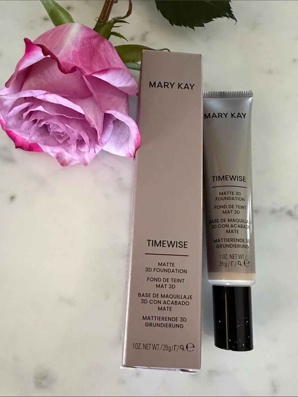 Mary Kay TimeWise Matte Foundation - Beige Tube with Pink Rose Accent